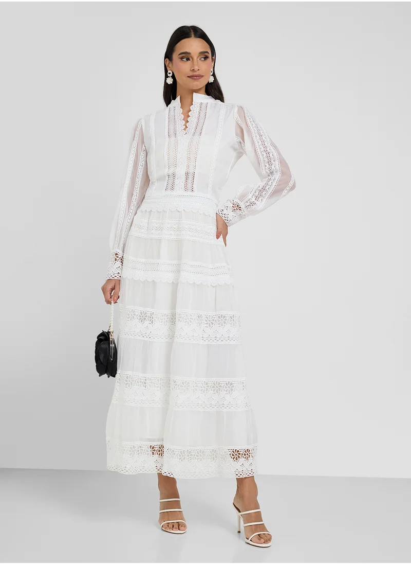 Khizana Top & Skirt Set With Lace Trims