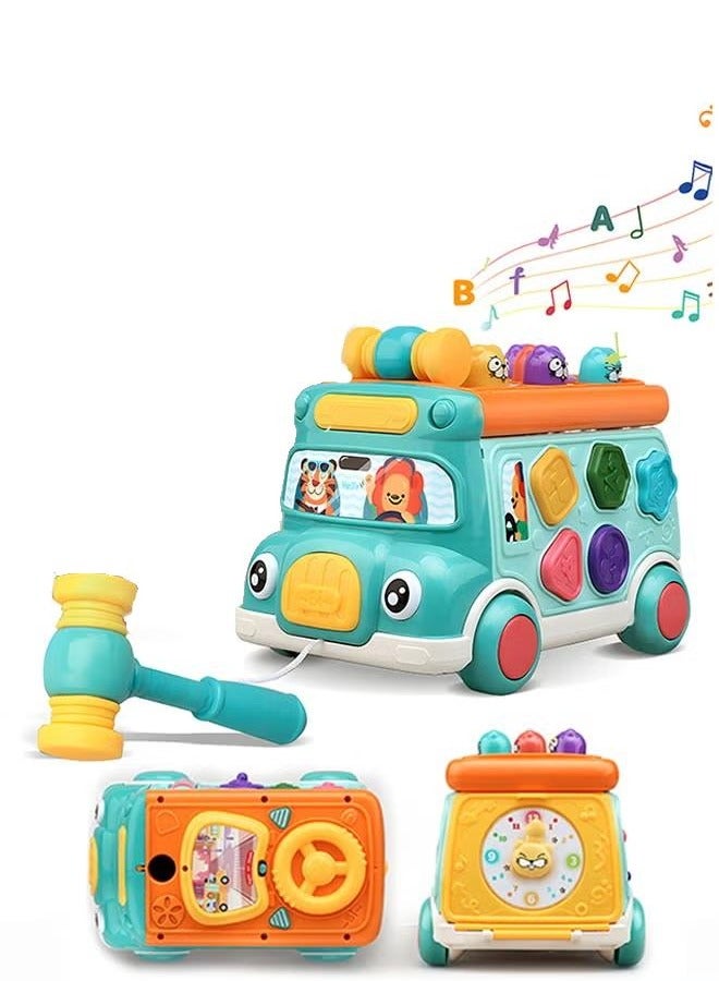 general Toddler Percussion Toys Children's Multifunctional Smart Bus Toy Car Hexahedron Puzzle Tractor Bus Whack-a-Mole Spin Educational Toys Birthday gifts for boys and girls - Image 2
