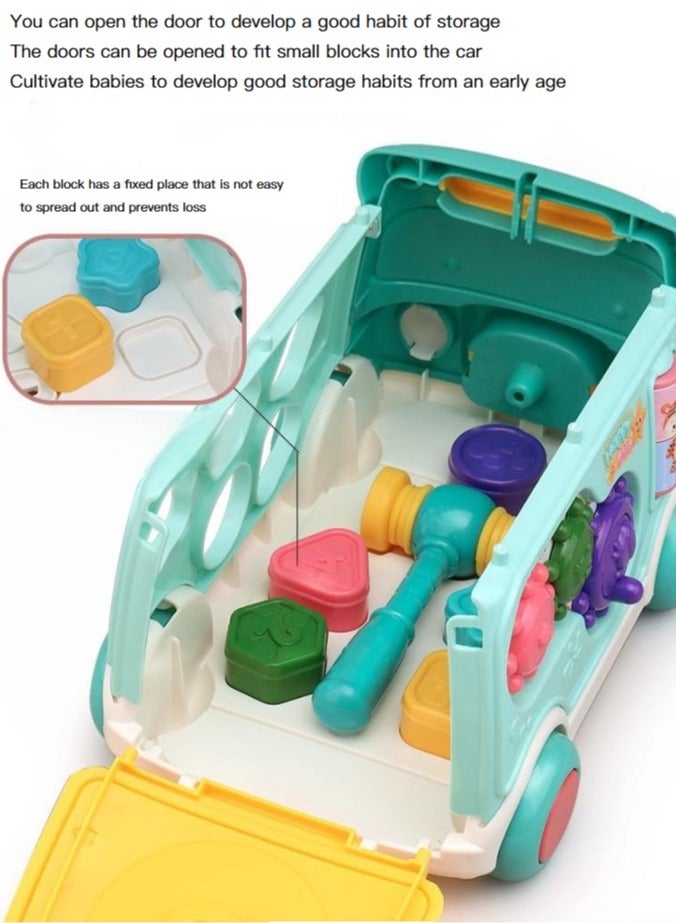 general Toddler Percussion Toys Children's Multifunctional Smart Bus Toy Car Hexahedron Puzzle Tractor Bus Whack-a-Mole Spin Educational Toys Birthday gifts for boys and girls - Image 4