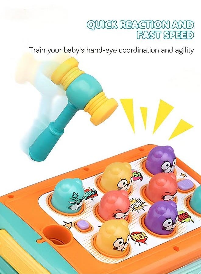 general Toddler Percussion Toys Children's Multifunctional Smart Bus Toy Car Hexahedron Puzzle Tractor Bus Whack-a-Mole Spin Educational Toys Birthday gifts for boys and girls - Image 5