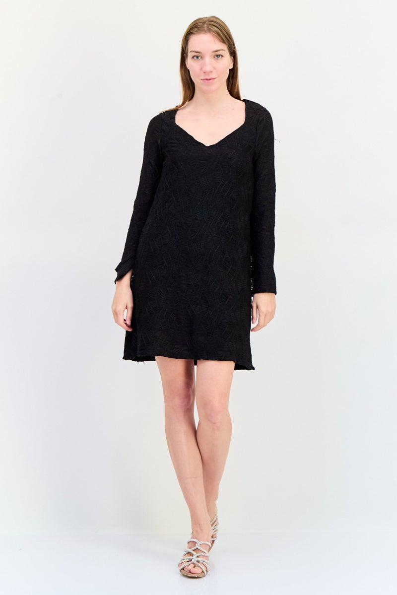 Reserved Women Textured Mini Dress, Black - Image 4