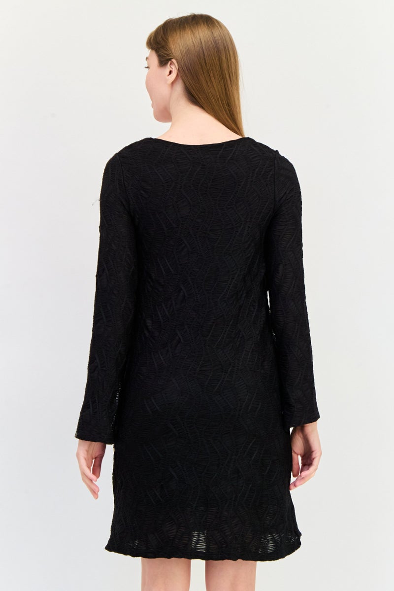 Reserved Women Textured Mini Dress, Black - Image 3