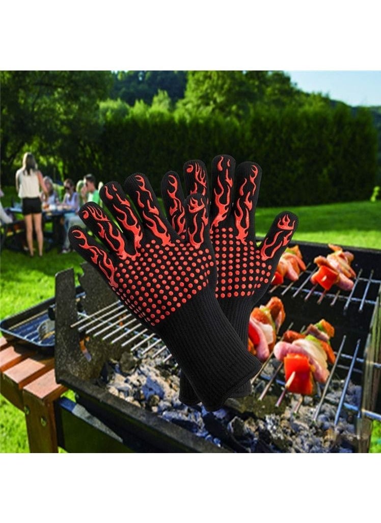 Generic - BBQ Extreme Heat Resistant Gloves for Home Kitchen Outdoor Hand Protection Five Fingers Grill Microwave Oven Mitts for Cooking, Grilling, Baking,Barbecue - Image 1
