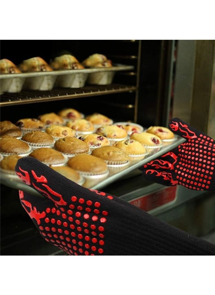 Generic - BBQ Extreme Heat Resistant Gloves for Home Kitchen Outdoor Hand Protection Five Fingers Grill Microwave Oven Mitts for Cooking, Grilling, Baking,Barbecue - Image 1
