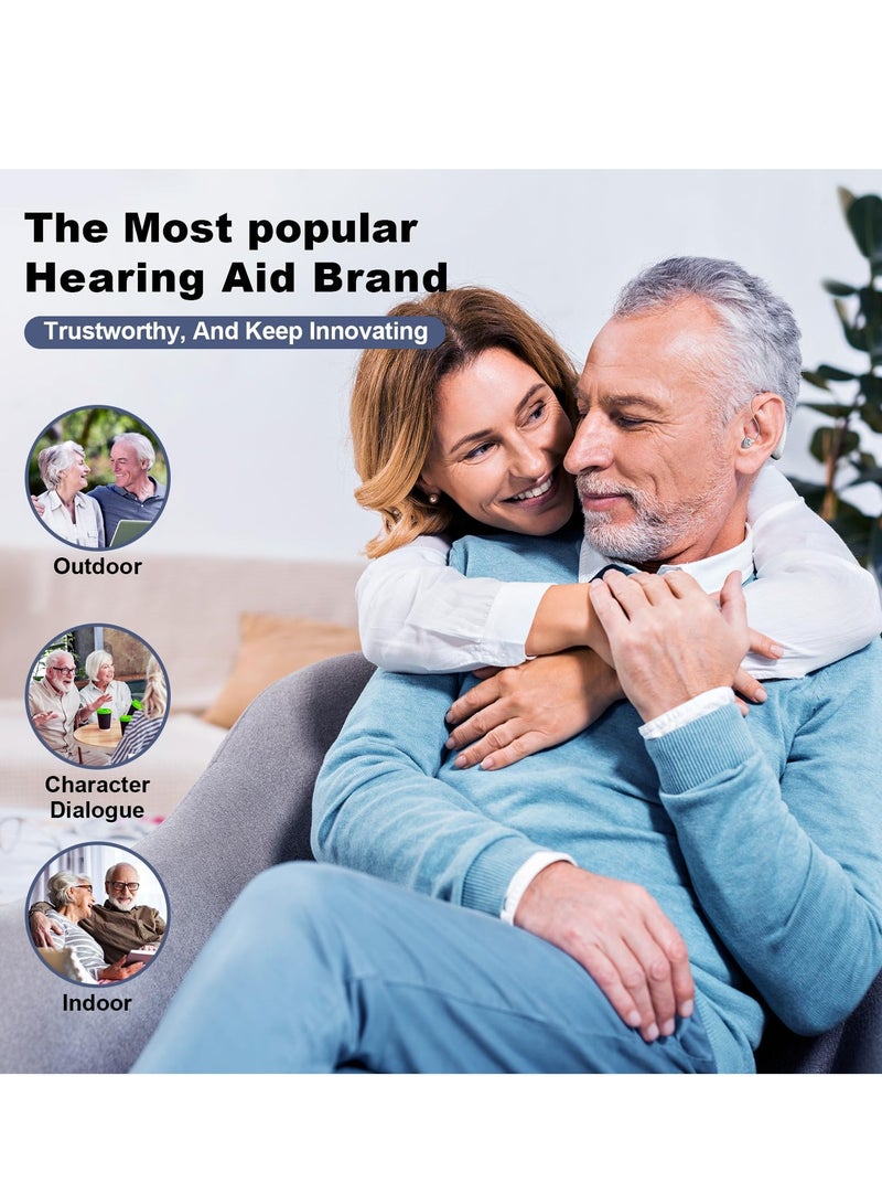 Angmei 2pcs Hearing Aids, Wireless Rechargeable Hearing Amplifier to Aid and Assist Hearing, Digital hearing aids for seniors with noise reduction, rechargeable hearing aid for adults with hearing loss，Premium Comfort Design and Nearly Invisible. (silver) - Image 3