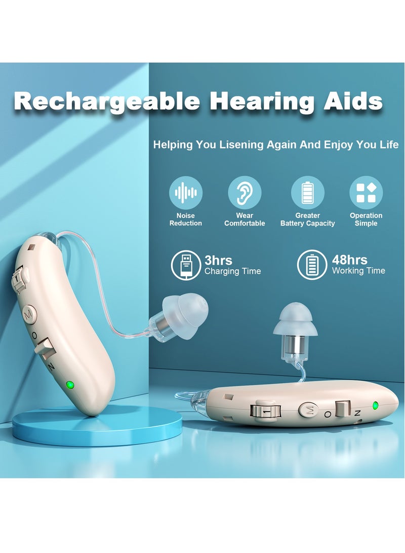 Angmei 2pcs Hearing Aids, Wireless Rechargeable Hearing Amplifier to Aid and Assist Hearing, Digital hearing aids for seniors with noise reduction, rechargeable hearing aid for adults with hearing loss，Premium Comfort Design and Nearly Invisible. (silver) - Image 5