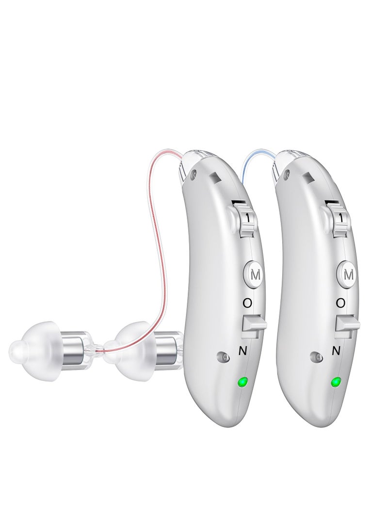 Angmei 2pcs Hearing Aids, Wireless Rechargeable Hearing Amplifier to Aid and Assist Hearing, Digital hearing aids for seniors with noise reduction, rechargeable hearing aid for adults with hearing loss，Premium Comfort Design and Nearly Invisible. (silver) - Image 1