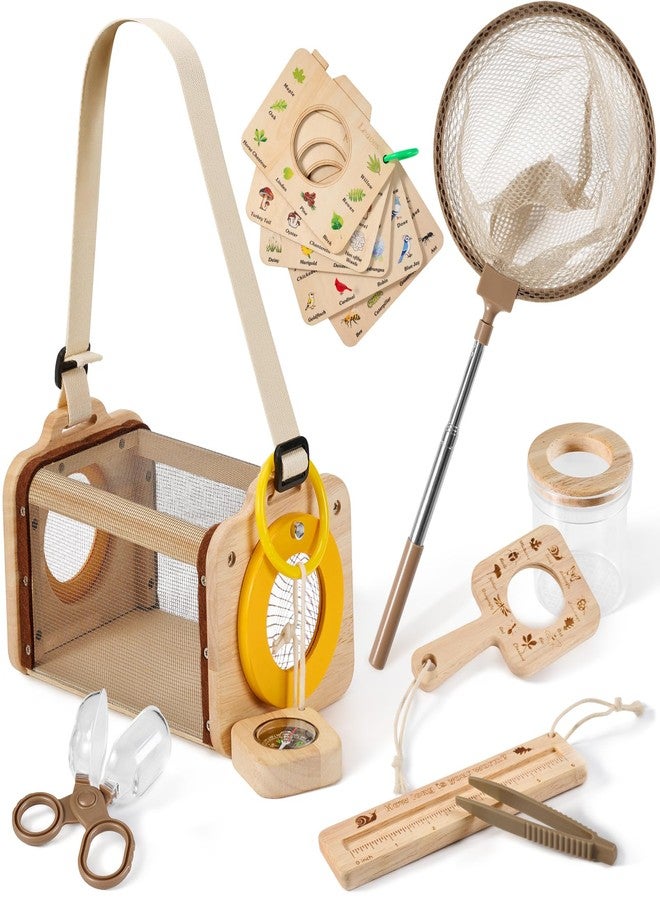 VICAMB Wooden Bug Catcher Kit for Kids,10PCS Kids Bug Catching Kit with Bug Collector,Butterfly Net,Magnifying Glass,Toddler Bug Habitat Outdoor Explorer Kit Bug Collection,Nature Gift for Boys&Girls - Image 1