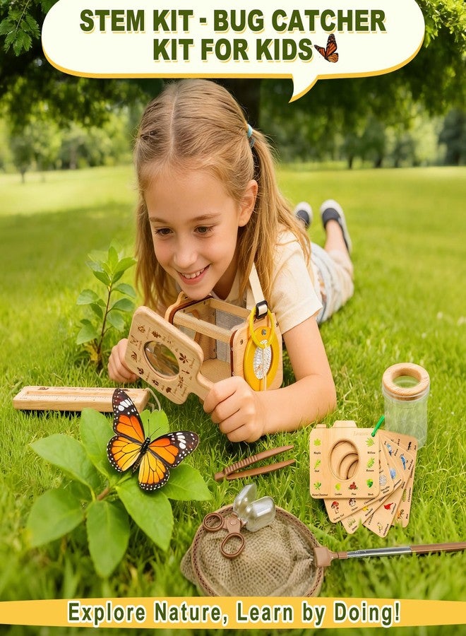 VICAMB Wooden Bug Catcher Kit for Kids,10PCS Kids Bug Catching Kit with Bug Collector,Butterfly Net,Magnifying Glass,Toddler Bug Habitat Outdoor Explorer Kit Bug Collection,Nature Gift for Boys&Girls - Image 3