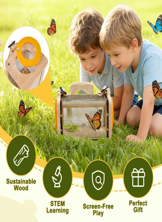 VICAMB Wooden Bug Catcher Kit for Kids,10PCS Kids Bug Catching Kit with Bug Collector,Butterfly Net,Magnifying Glass,Toddler Bug Habitat Outdoor Explorer Kit Bug Collection,Nature Gift for Boys&Girls - Image 4
