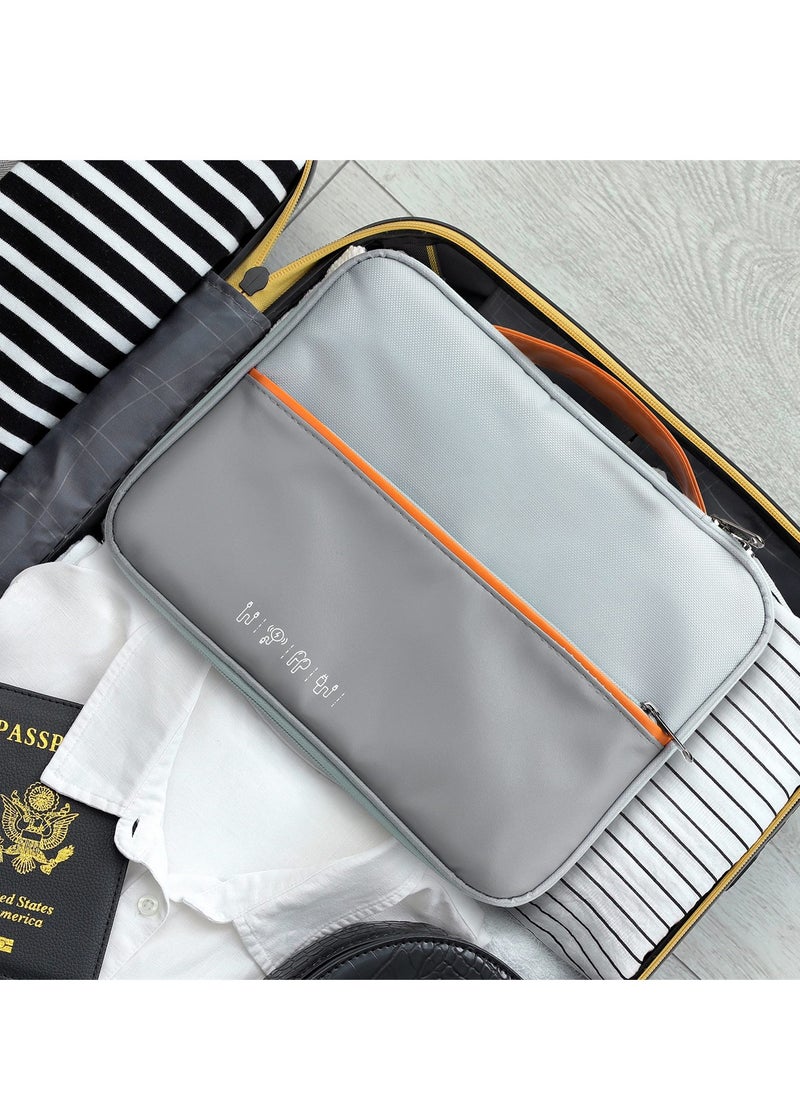SYOSI - Electronic Cable Organizer Bag, Multiple Compartments for Travel Essentials, Organize Cables, Chargers, Phones, Earphones, Power Banks, Earbuds, and Hard Drives, Grey - Image 1