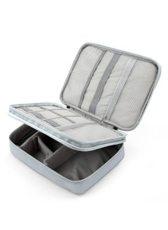 Electronic Cable Organizer Bag, Multiple Compartments for Travel Essentials, Organize Cables, Chargers, Phones, Earphones, Power Banks, Earbuds, and Hard Drives, Grey