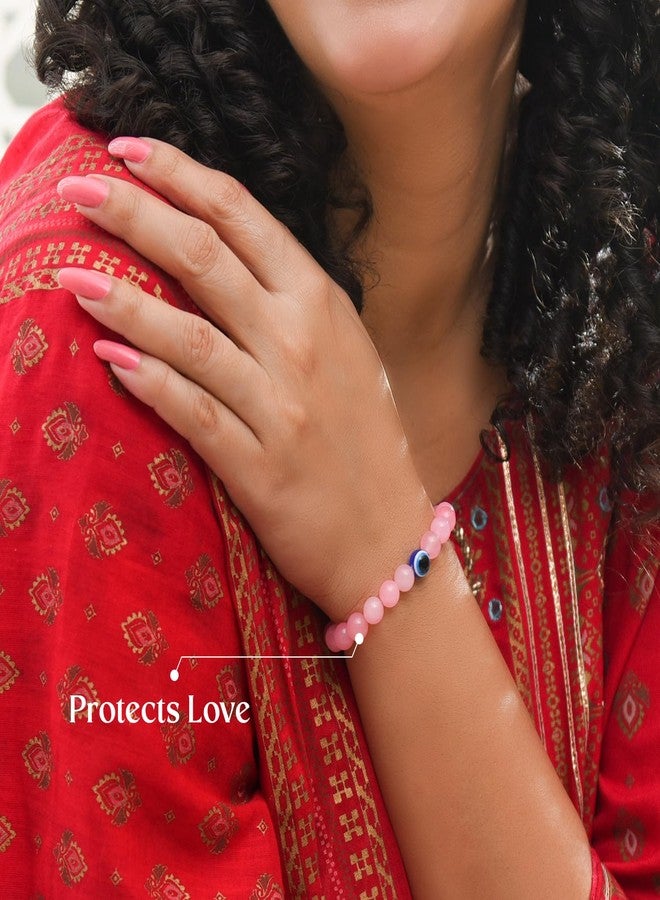 Astrotalk Rose Quartz with Evil Eye Bracelet | Love, Protection & Positive Energy | Astrology Bracelet for Men & Women | Certified Crystal Bracelet | Valentine Gift For Girlfriend - Image 5