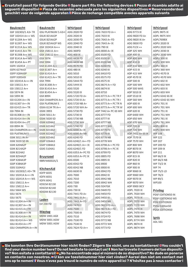 Dekarox 2 × محامل إدراج السلة السفلية لغسالات Whirlpool Bauknecht Ignis 481010600198 لأسنان الطي للأطباق في غسالة الأطباق السلة السفلية - Image 2