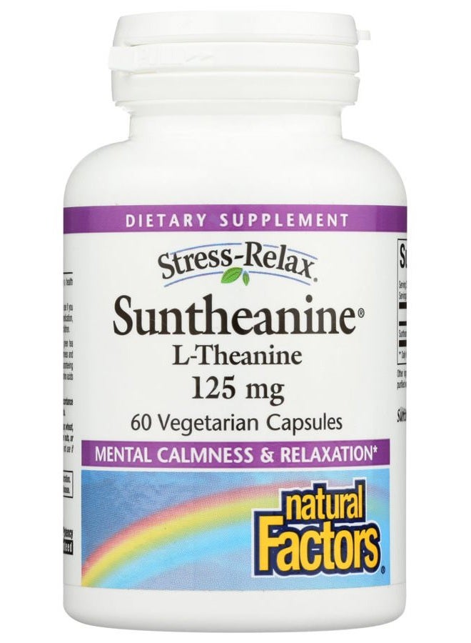 natural Factors Stress-Relax Suntheanine L-Theanine 125 mg, Non-Drowsy Stress Support for Mental Calmness and Relaxation, 60 Capsules - Image 1