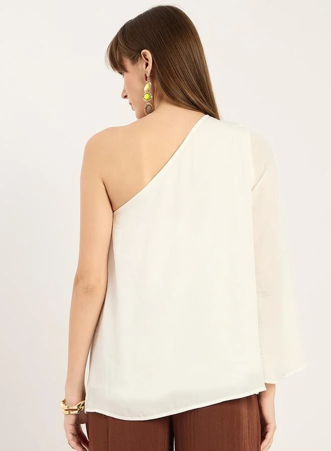 Femmella White One Shoulder Satin Top