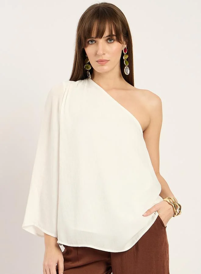 Femmella White One Shoulder Satin Top