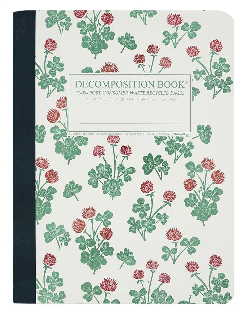 Decomposition Crimson Clover College Ruled Composition Notebook - 9.75 x 7.5 Journal with 160 Lined Pages - Cute Notebooks for School Supplies, Home & Office - 100% Recycled Paper - Made in USA - Image 4