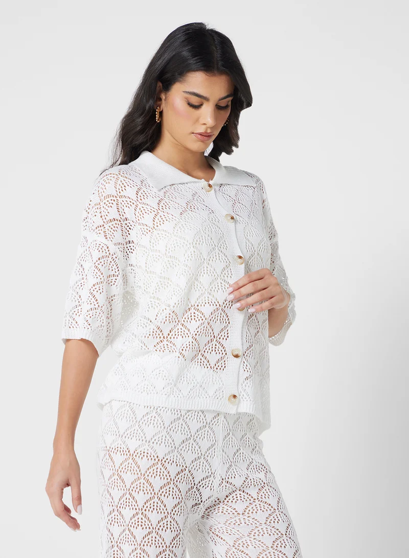 ELLA Crochet Beach Shirt & Pant Set