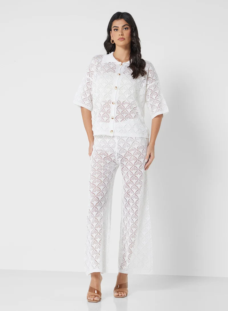 ELLA Crochet Beach Shirt & Pant Set