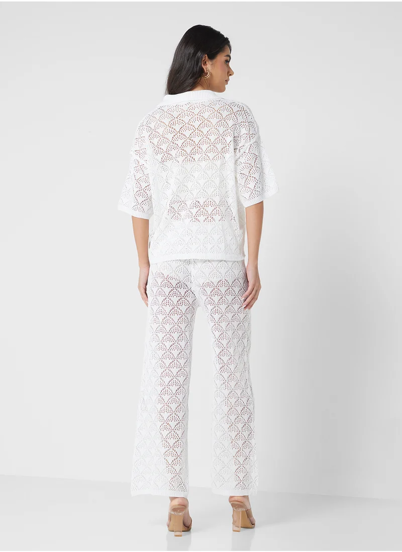 ايلا Crochet Beach Shirt & Pant Set