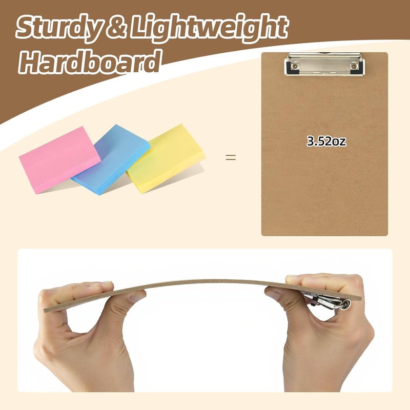 HappyHapi 6 x 9 Clipboards Bulk, 15 Pack Small Clip Board, A5 Letter Size Wooden Hardboard Kids Clipboard Pack for Classroom, Party, Home, Brown - Image 4