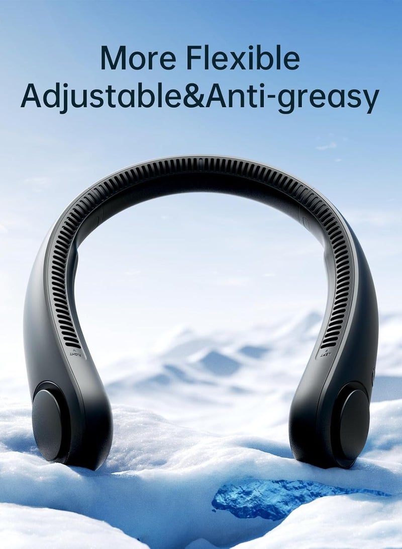 JISULIFE Portable Neck Fan, Hands-Free Bladeless, 5 Speeds, 4000 mAh Battery Operated Wearable Personal Fan, Twistable, Rechargeable, Gift for Women Men-Black - Image 2