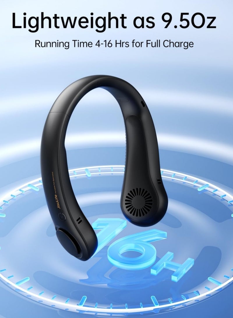 JISULIFE Portable Neck Fan, Hands-Free Bladeless, 5 Speeds, 4000 mAh Battery Operated Wearable Personal Fan, Twistable, Rechargeable, Gift for Women Men-Black - Image 4