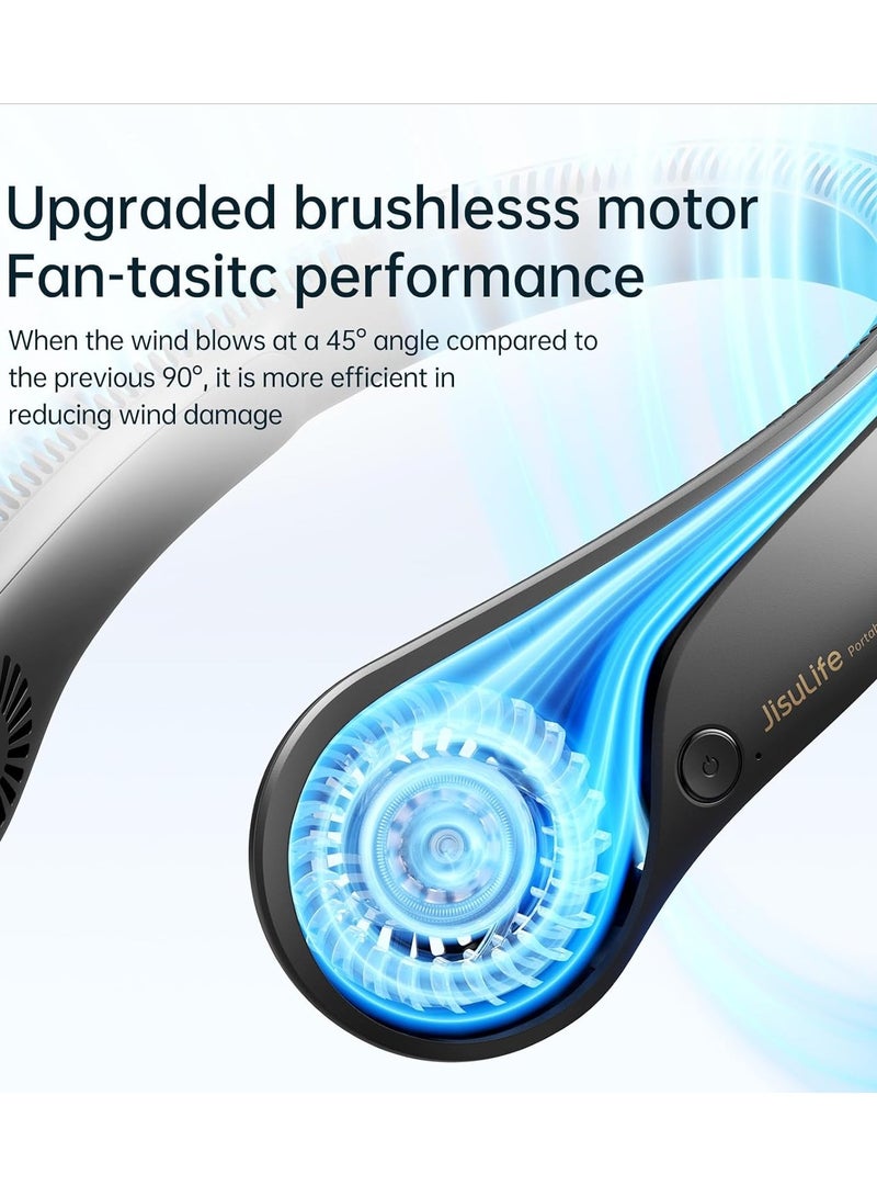 JISULIFE Portable Neck Fan, Hands-Free Bladeless, 5 Speeds, 4000 mAh Battery Operated Wearable Personal Fan, Twistable, Rechargeable, Gift for Women Men-Black - Image 3
