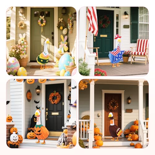 CAMDUCK 8 Set Holiday Porch Goose Outfits Clothes for 23 Inch Lawn Goose, All Season Decorative Goose Costume, Outdoor Porch Yard Garden Patio Geese Clothes Decoration - Image 5