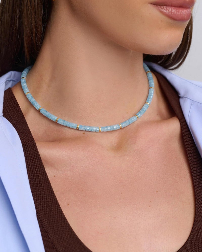 MIDDLUX Choker Necklace for Women, Aquamarine Necklace, Beaded Crystal Necklaces for Women, Summer Jewelry, Women's Beaded Boho Necklaces - Image 2