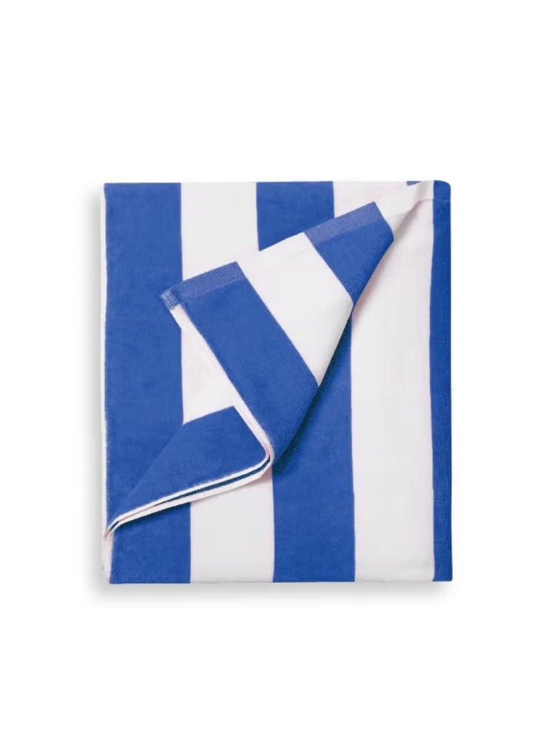 Blueberry Pack of Two - Stripe Beach Towel 100% Cotton - 90x180cm (Yellow-White) and (Blue-White) - Image 3