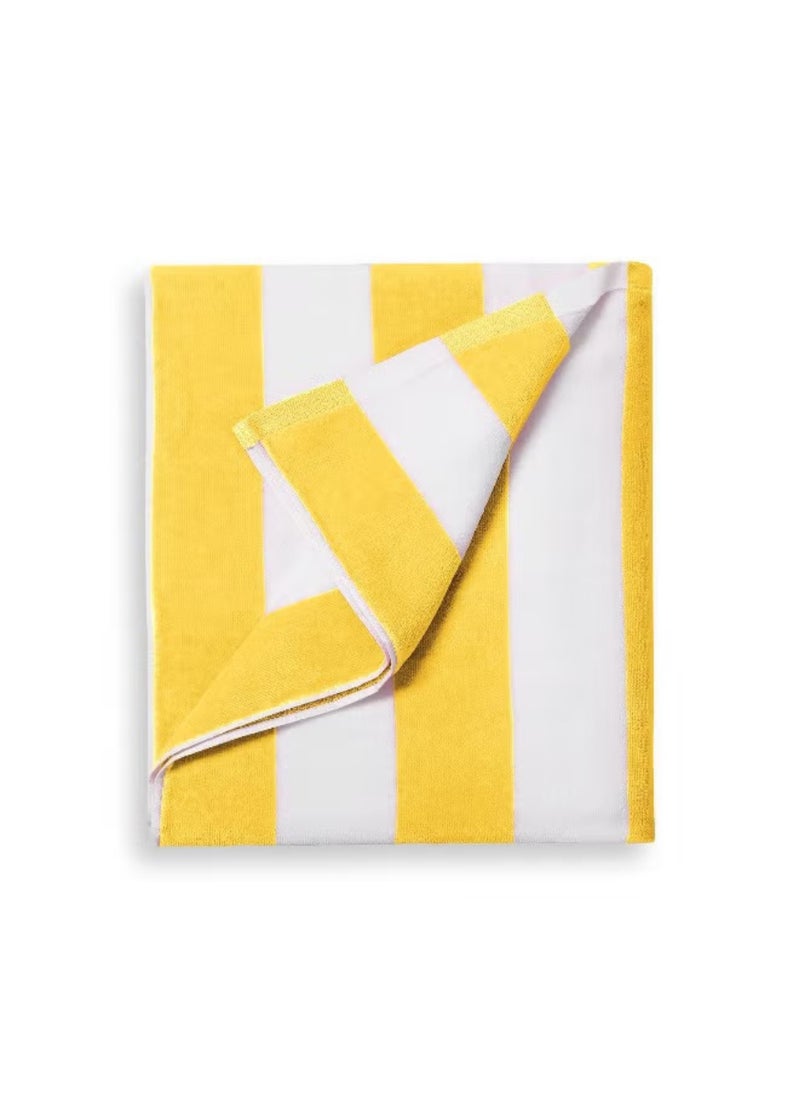 Blueberry Pack of Two - Stripe Beach Towel 100% Cotton - 90x180cm (Yellow-White) and (Blue-White) - Image 2