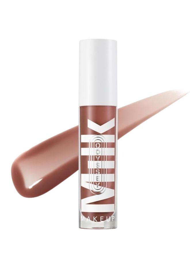 ميلك ميكب ملمع شفاه زيتي مرطب غير لزج من ميلك ميك أب أوديسي - داي تريب (بني دافئ) 6.5 مل - زيت مرطب للشفاه نباتي - Image 1