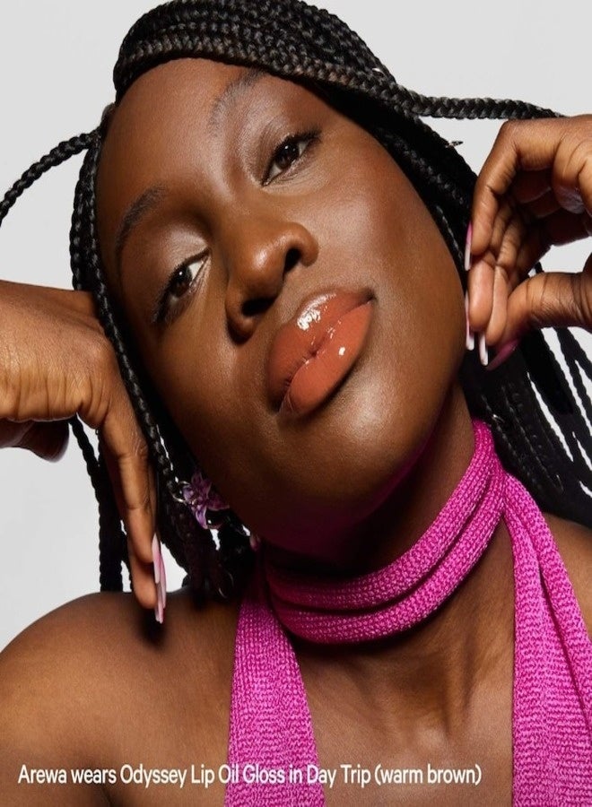 ميلك ميكب ملمع شفاه زيتي مرطب غير لزج من ميلك ميك أب أوديسي - داي تريب (بني دافئ) 6.5 مل - زيت مرطب للشفاه نباتي - Image 4