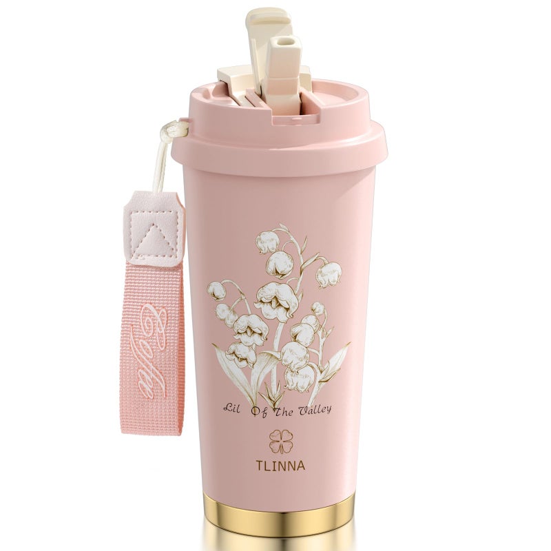 TLINNA Ceramic coating Lined 100 Leakproof 316 Stainless Steel Vacuum Insulated Tumbler with Lid and Straw for Water Iced Tea or Coffee Smoothie and More Bell OrchidPink 18 oz