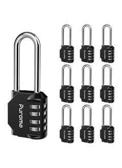 Puroma 10 Pack 2.6 Inch Long Shackle Combination Lock 4 Digit Outdoor Waterproof Padlock for School Gym Locker, Sports Locker, Fence, Gate, Toolbox, Case, Hasp Storage (Black) - pzsku/ZD9ECBE88947E2462B2CEZ/45/_/1740118397/bdeb5118-f2a1-4439-a75c-3bfc50c36895