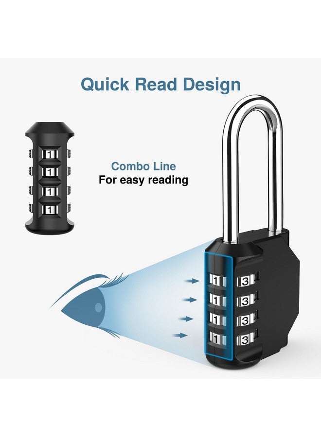 بوروما مجموعة من 10 أقفال من Puroma بطول 2.6 بوصة، قفل مركب مكون من 4 أرقام، قفل خارجي مقاوم للماء للمدرسة، خزانة صالة الألعاب الرياضية، خزانة رياضية، سياج، بوابة، صندوق أدوات، حافظة، تخزين بمشبك (أسود) - Image 2