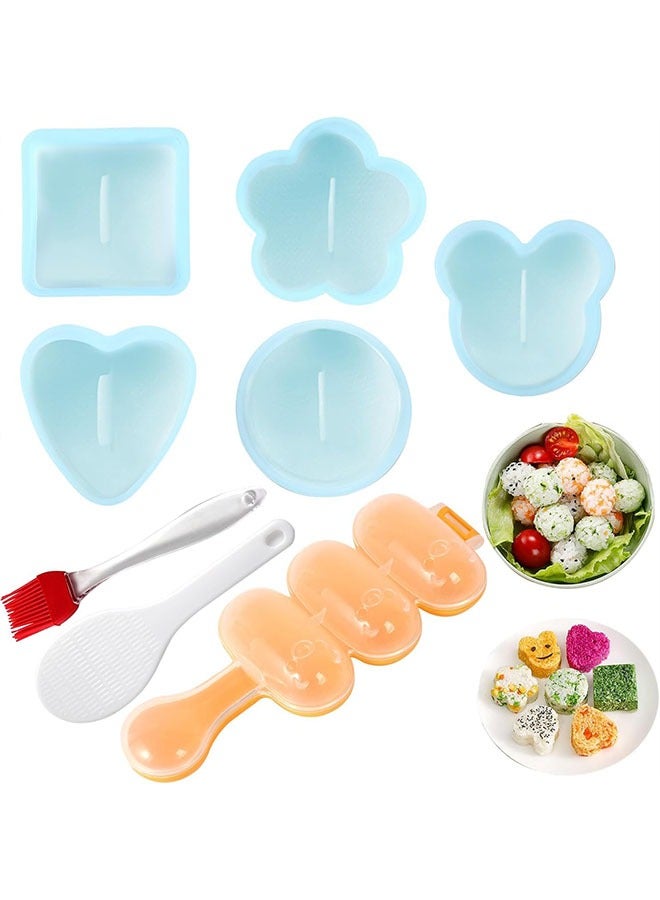 meayul 8 Pcs Onigiri Maker Mold, Sushi Onigiri Musubi Maker Mold Kit, Easy to Clean, Not Easy to Break, Rice Ball Mold Shake Sushi Makers Mold with Small Rice Paddle, Brush for Kitchen - Image 1