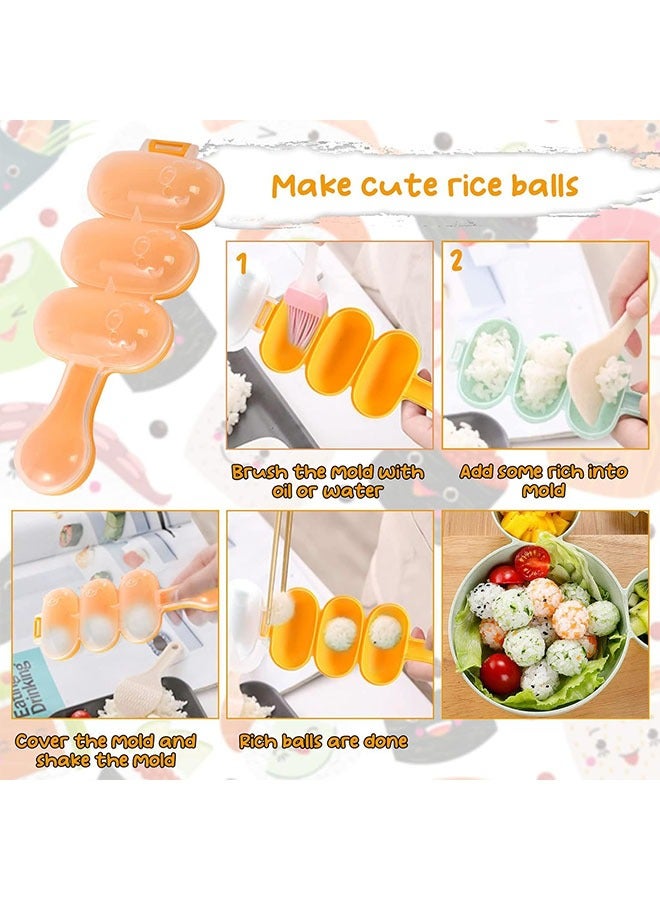 meayul 8 Pcs Onigiri Maker Mold, Sushi Onigiri Musubi Maker Mold Kit, Easy to Clean, Not Easy to Break, Rice Ball Mold Shake Sushi Makers Mold with Small Rice Paddle, Brush for Kitchen - Image 5