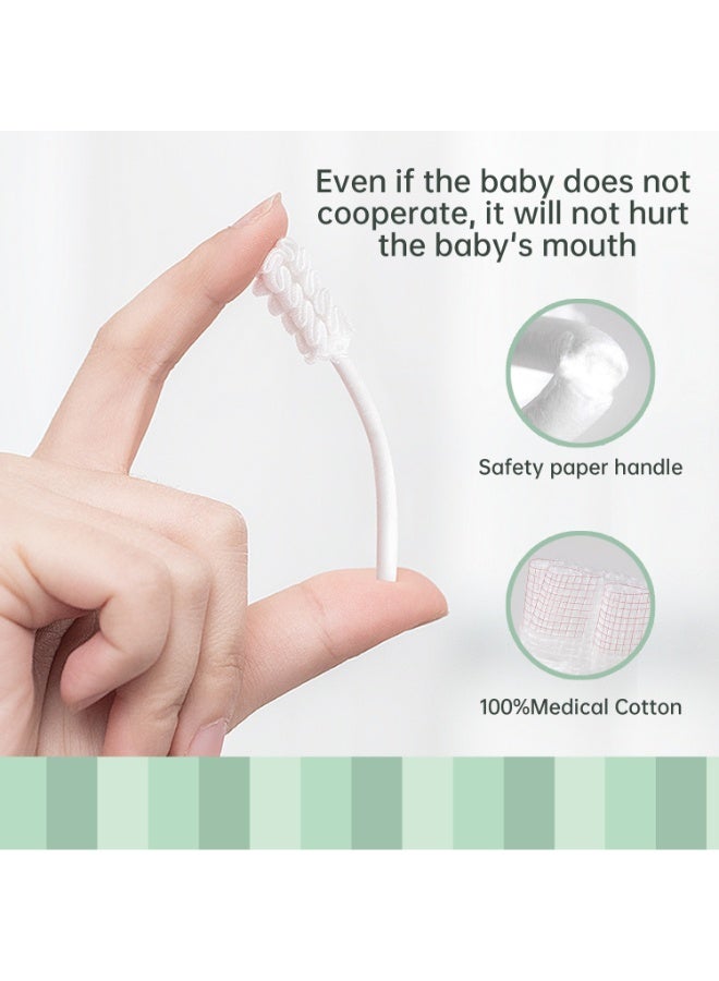 يوكا فرشاة أسنان للأطفال 60 قطعة، منظف لسان للأطفال حديثي الولادة أو الأطفال، شاش تنظيف اللثة القابل للتصرف، العناية بتنظيف الفم، مناسب للأطفال من 0-36 شهراً - Image 4
