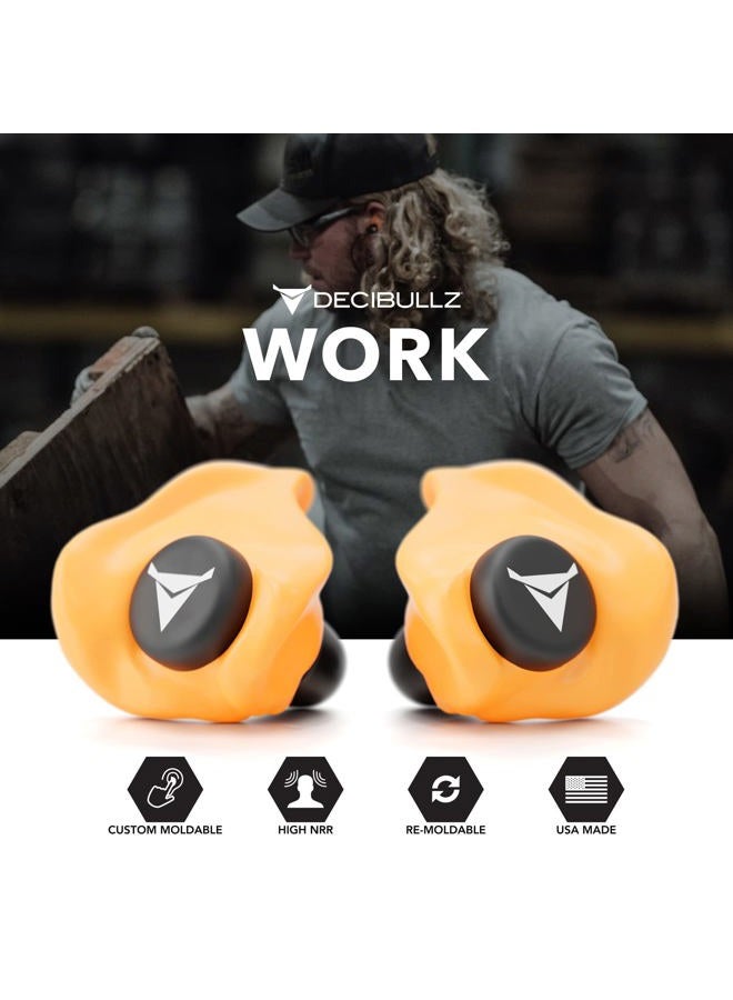 Decibullz Custom Molded Earplugs, 31dB Highest NRR, Comfortable Hearing Protection for Shooting, Travel, Swimming, Work and Concerts (Orange) - Image 5