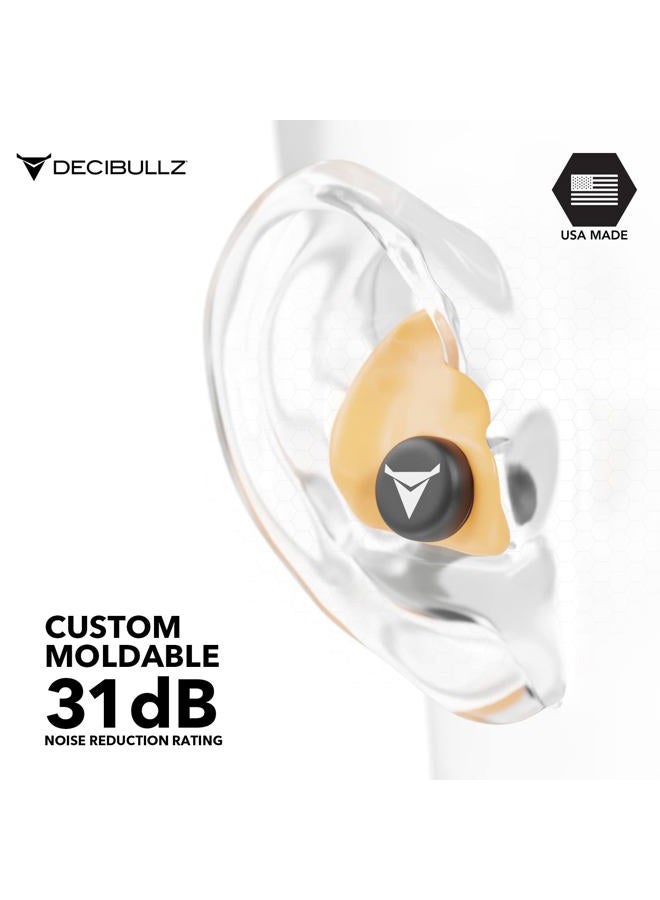 Decibullz Custom Molded Earplugs, 31dB Highest NRR, Comfortable Hearing Protection for Shooting, Travel, Swimming, Work and Concerts (Orange) - Image 4