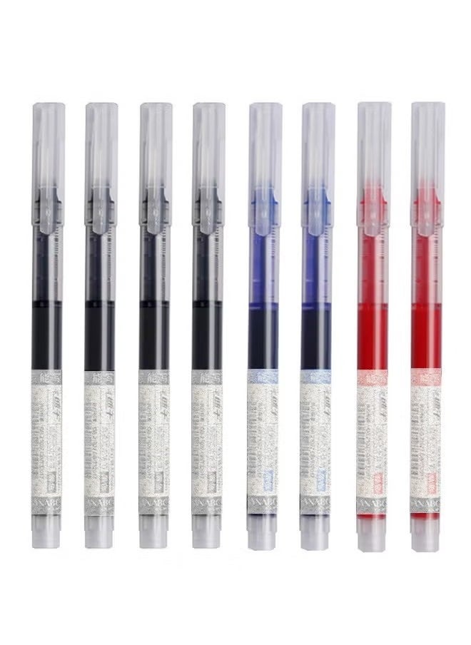 Generic 8Pcs Rolling Ball Pens, Quick-Drying Ink 0.5 mm Extra Fine Point Pens, Liquid Ink Pens, Rollerball Pens, 3 Colors Ballpoint Pens Set for Home Study Office(Black*4, Red*2, Blue*2)  - Image 1
