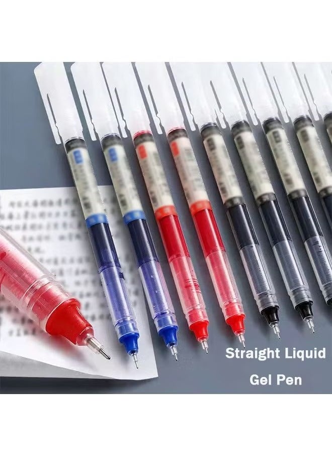 Generic 8Pcs Rolling Ball Pens, Quick-Drying Ink 0.5 mm Extra Fine Point Pens, Liquid Ink Pens, Rollerball Pens, 3 Colors Ballpoint Pens Set for Home Study Office(Black*4, Red*2, Blue*2)  - Image 3