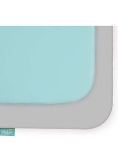 Biloban Biloban Pack and Play Sheets Fitted, 2 Pack Portable Playard | Mini Crib Sheets, Ultra Soft Microfiber Pack N Play Sheet for Boys and Girls, Grey & Aqua  - Image 5