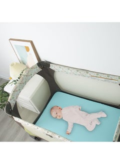 Biloban Biloban Pack and Play Sheets Fitted, 2 Pack Portable Playard | Mini Crib Sheets, Ultra Soft Microfiber Pack N Play Sheet for Boys and Girls, Grey & Aqua  - Image 2