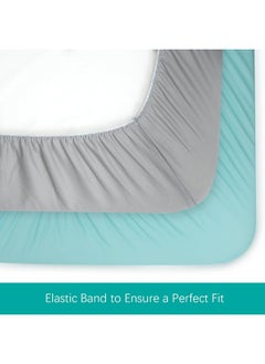 Biloban Biloban Pack and Play Sheets Fitted, 2 Pack Portable Playard | Mini Crib Sheets, Ultra Soft Microfiber Pack N Play Sheet for Boys and Girls, Grey & Aqua  - Image 3