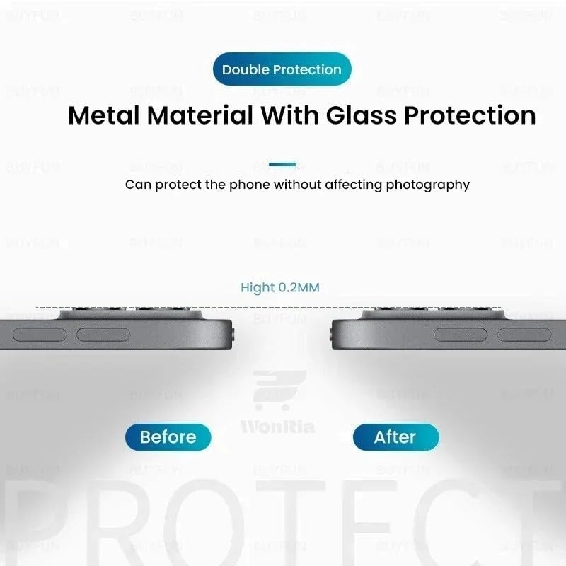 WonReza ® حزمة 1 - واقي عدسة الكاميرا بإطار معدني لهاتف Vivo X200 FE 5G زجاج مقسى حلقات سبائك الألمنيوم، إطار معدني فائق الوضوح - أسود - Image 5