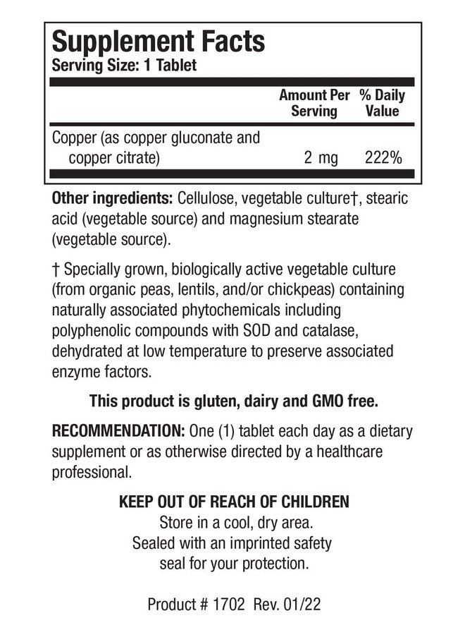 Biotics Research CuZymeTM Essential Mineral Supplement, Energy Metabolism, Iron Absorption, Healthy Bones, Immune Function 100 Tablets - Image 2